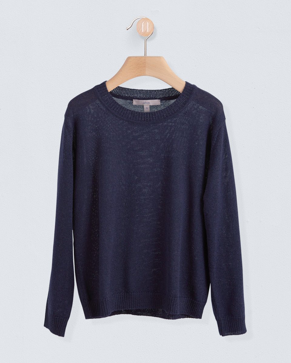 Crew Neck in Fine Navy Wool