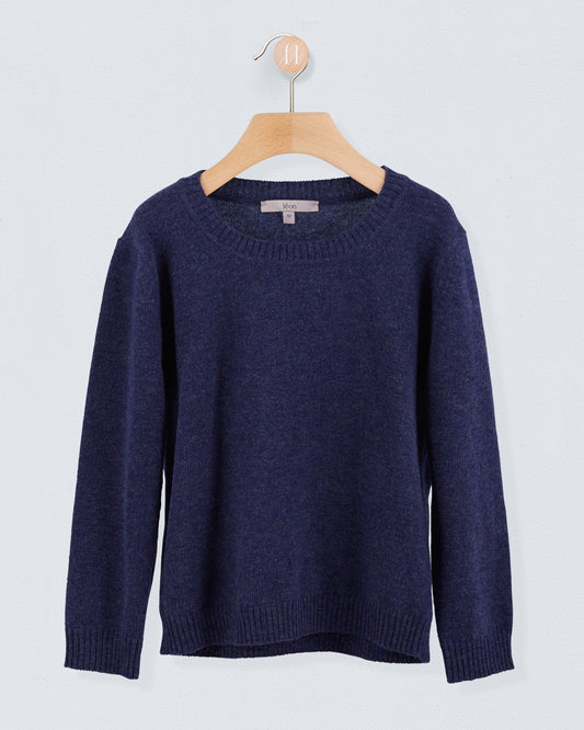 Crew Neck in Denim Mélange Wool - Sweater