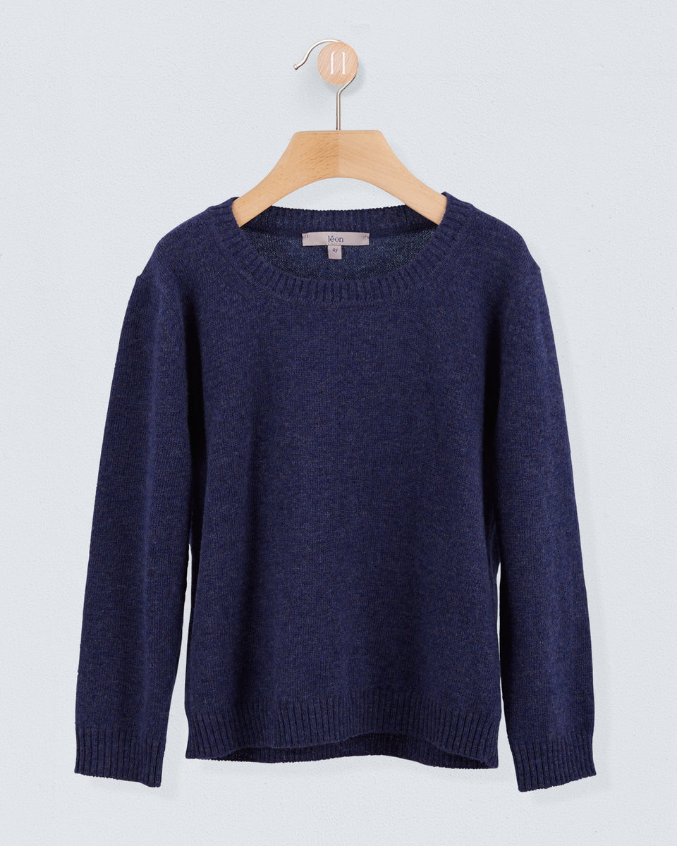 Crew Neck in Denim Mélange Wool