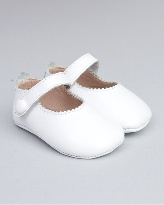 Eloise White Leather Crib Shoe - Shoe
