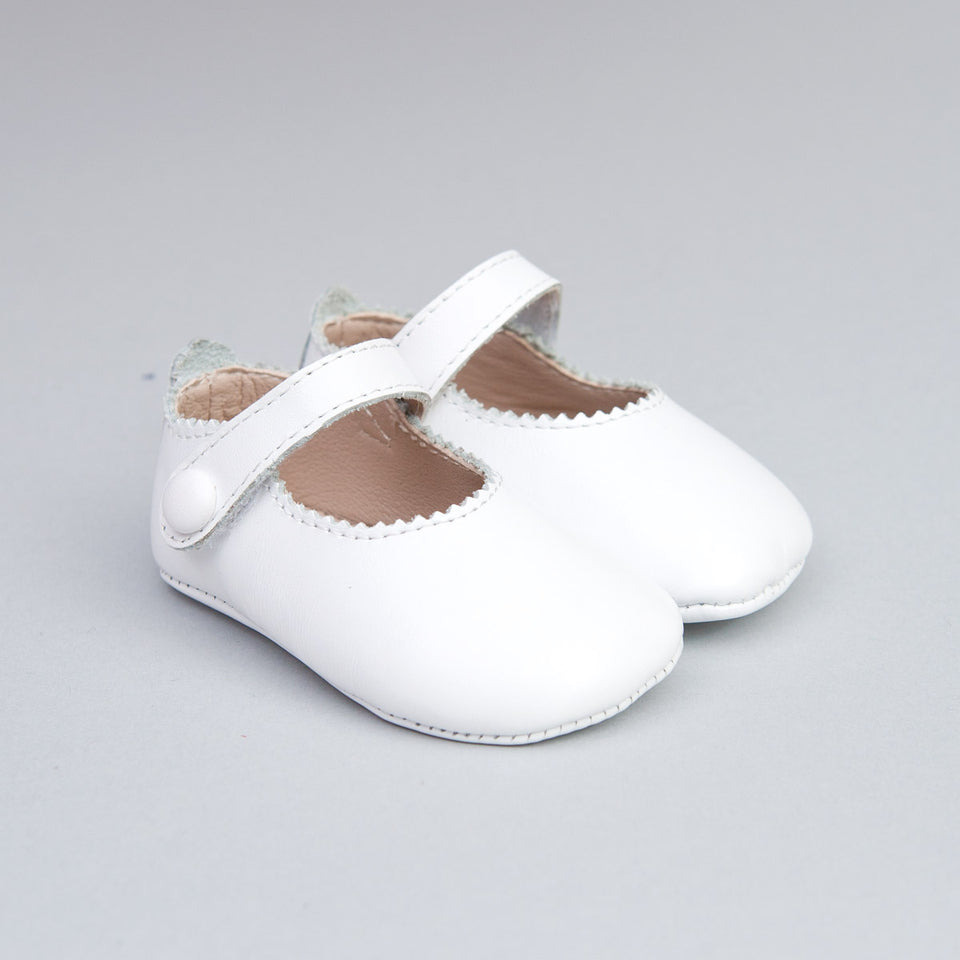 Eloise White Leather Crib Shoe