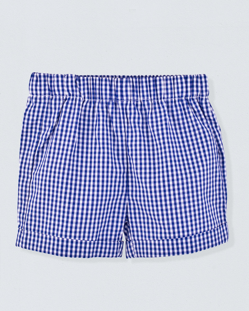 Cuff Short French Navy Gingham