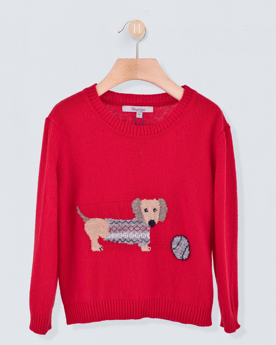 Dachshund Red Mélange Sweater