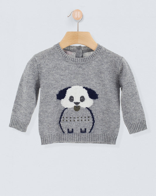 Grey Puppy Cashmere Sweater - Sweater
