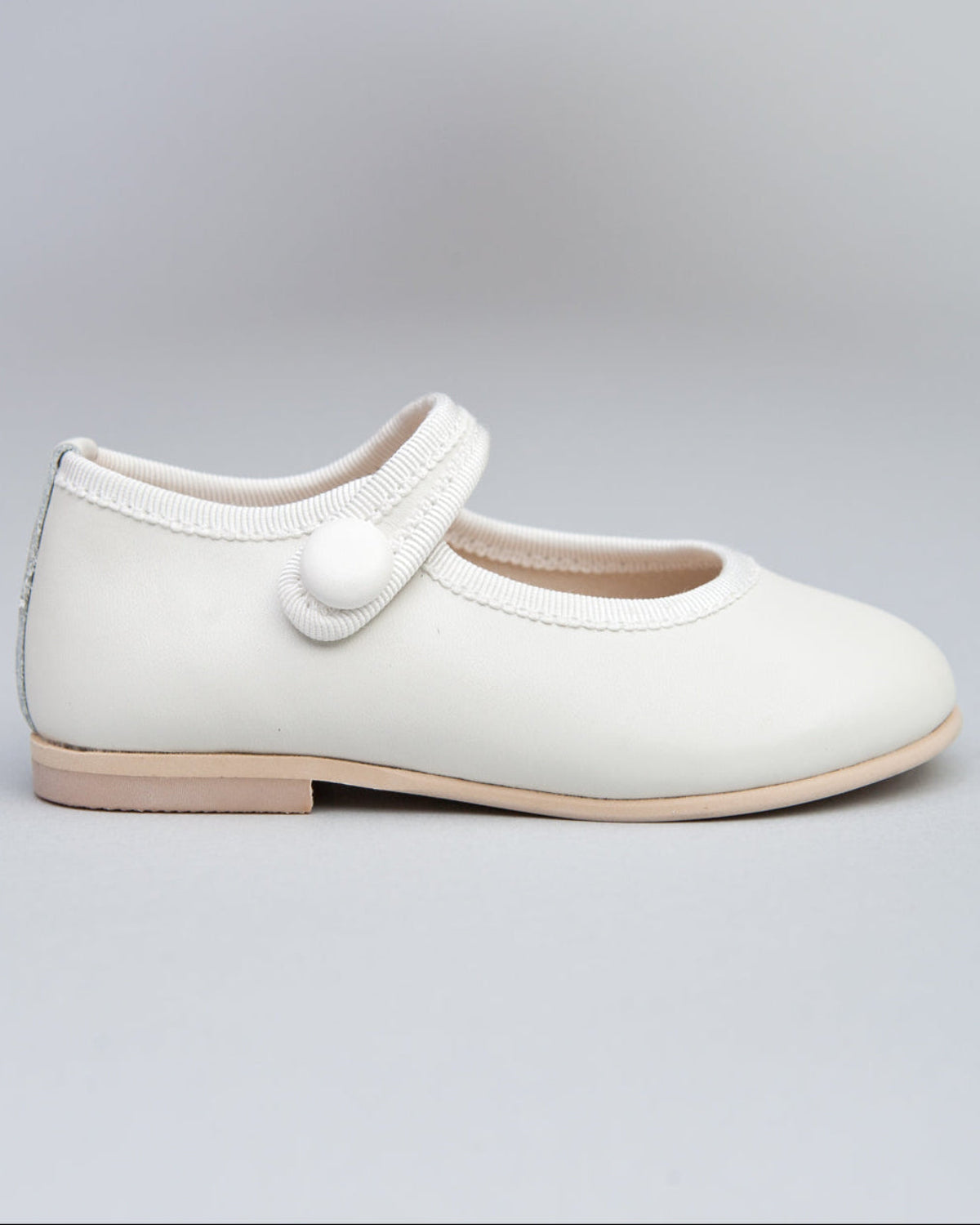 Elizabeth Cream Leather Mary-Jane With Velcro Closure - Shoe