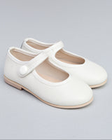 Elizabeth Cream Leather Mary-Jane Shoe With Velcro Closure