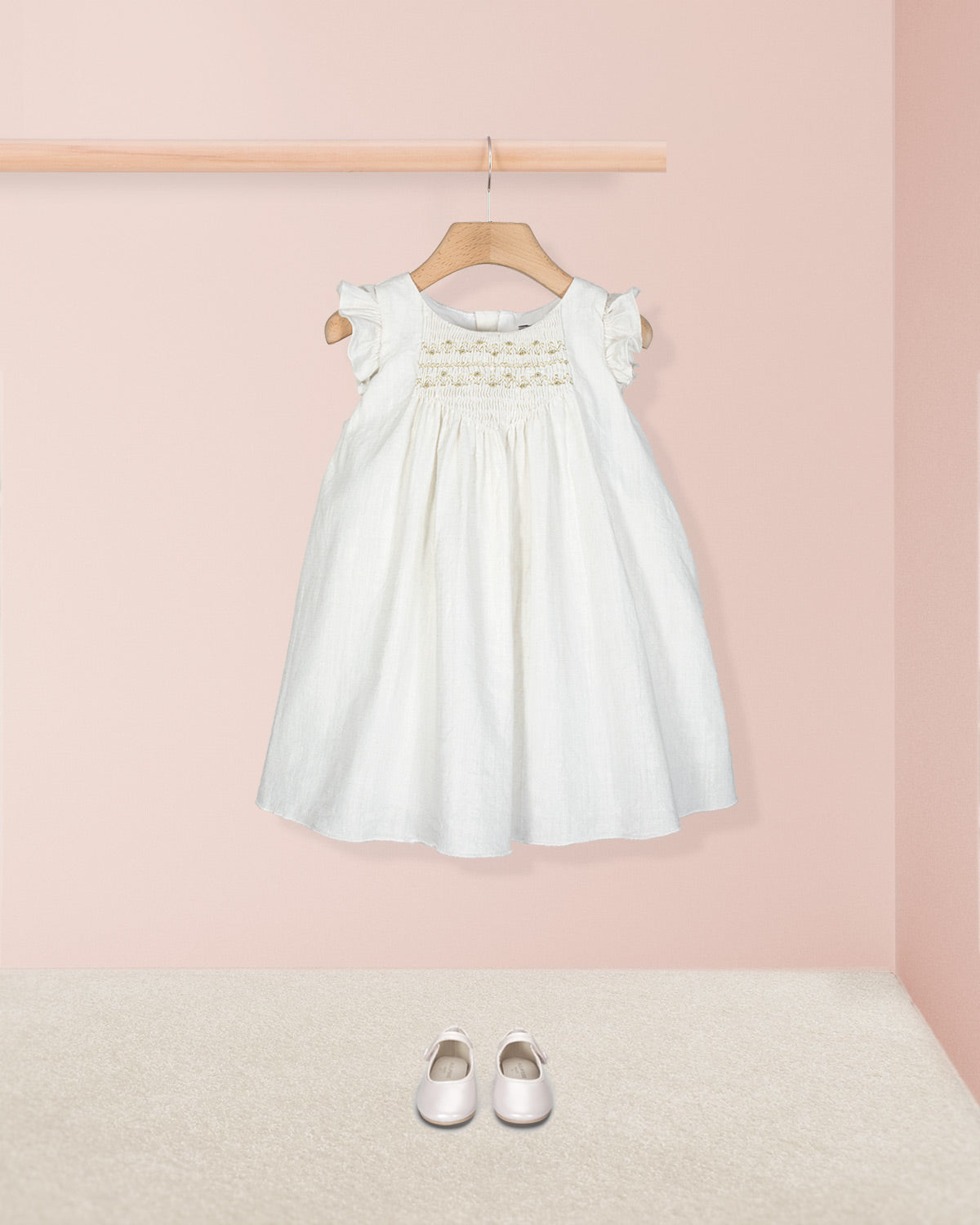 Elize French Gold Smock - Smocked Dress