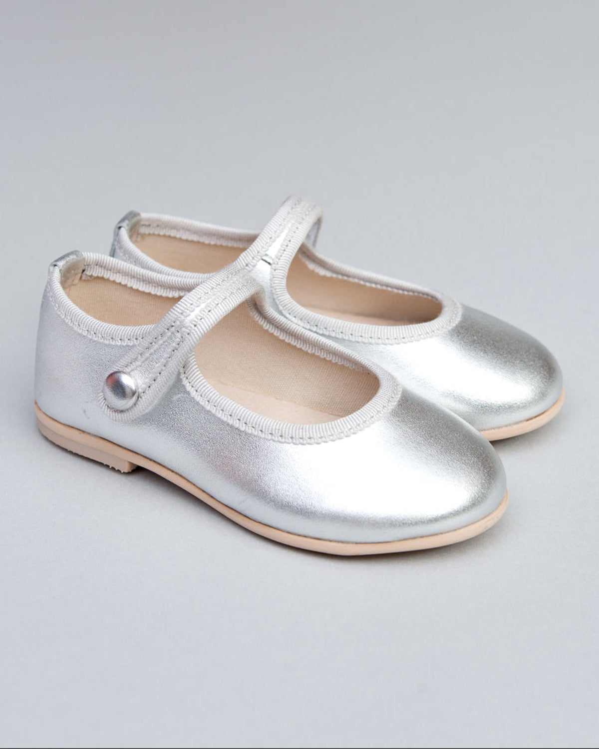 Elizabeth Silver Leather Mary-Jane With Velcro Closure - Shoe