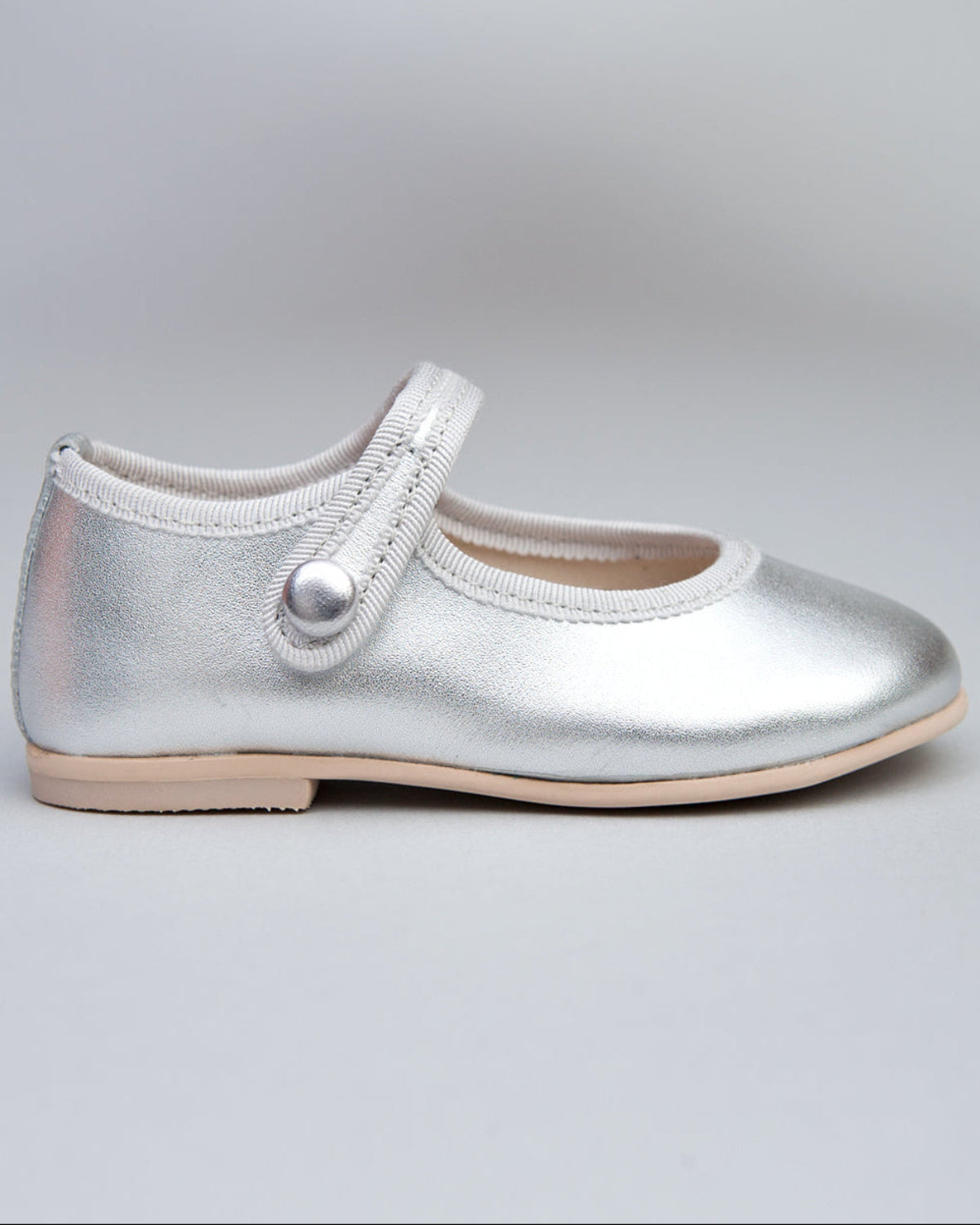 Elizabeth Silver Leather Mary-Jane With Velcro Closure - Shoe
