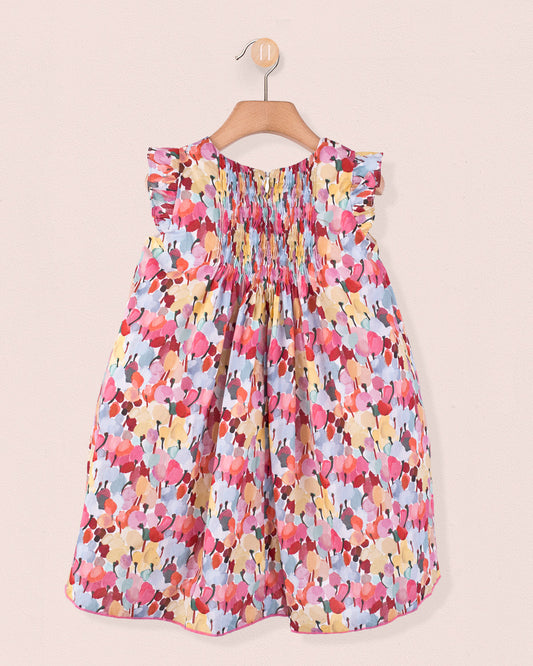 Elize Liberty Tulip Fields Coral - Smocked Dress