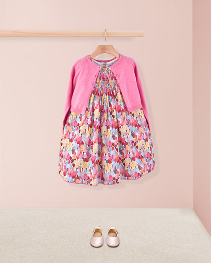 Elize Liberty Tulip Fields Coral - Smocked Dress