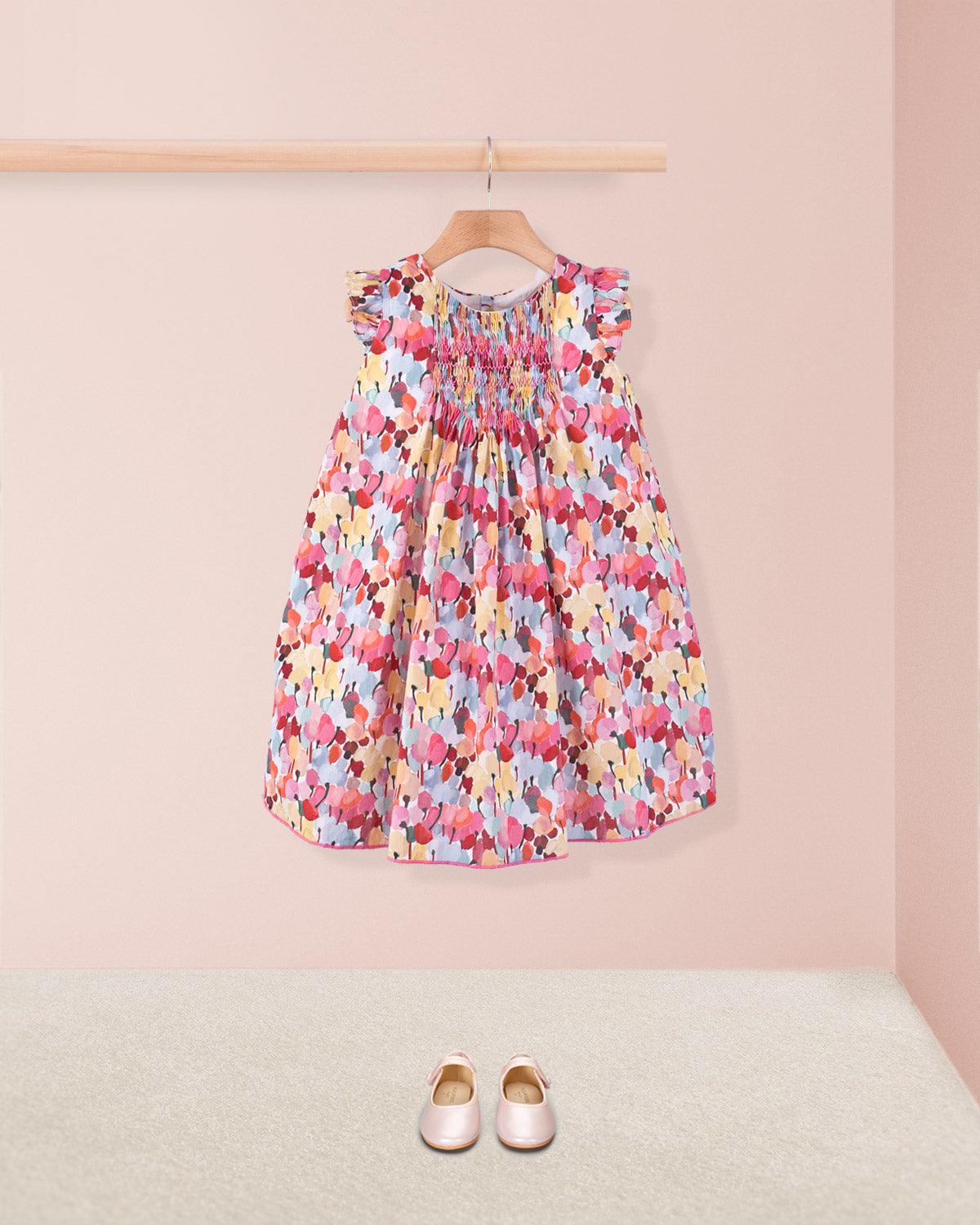 Elize Liberty Tulip Fields Coral - Smocked Dress