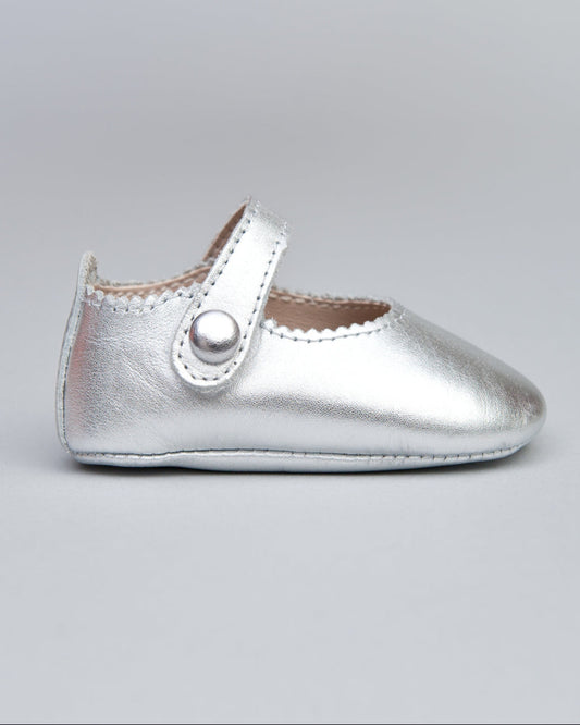 Eloise Silver Leather Crib Shoe - Shoe