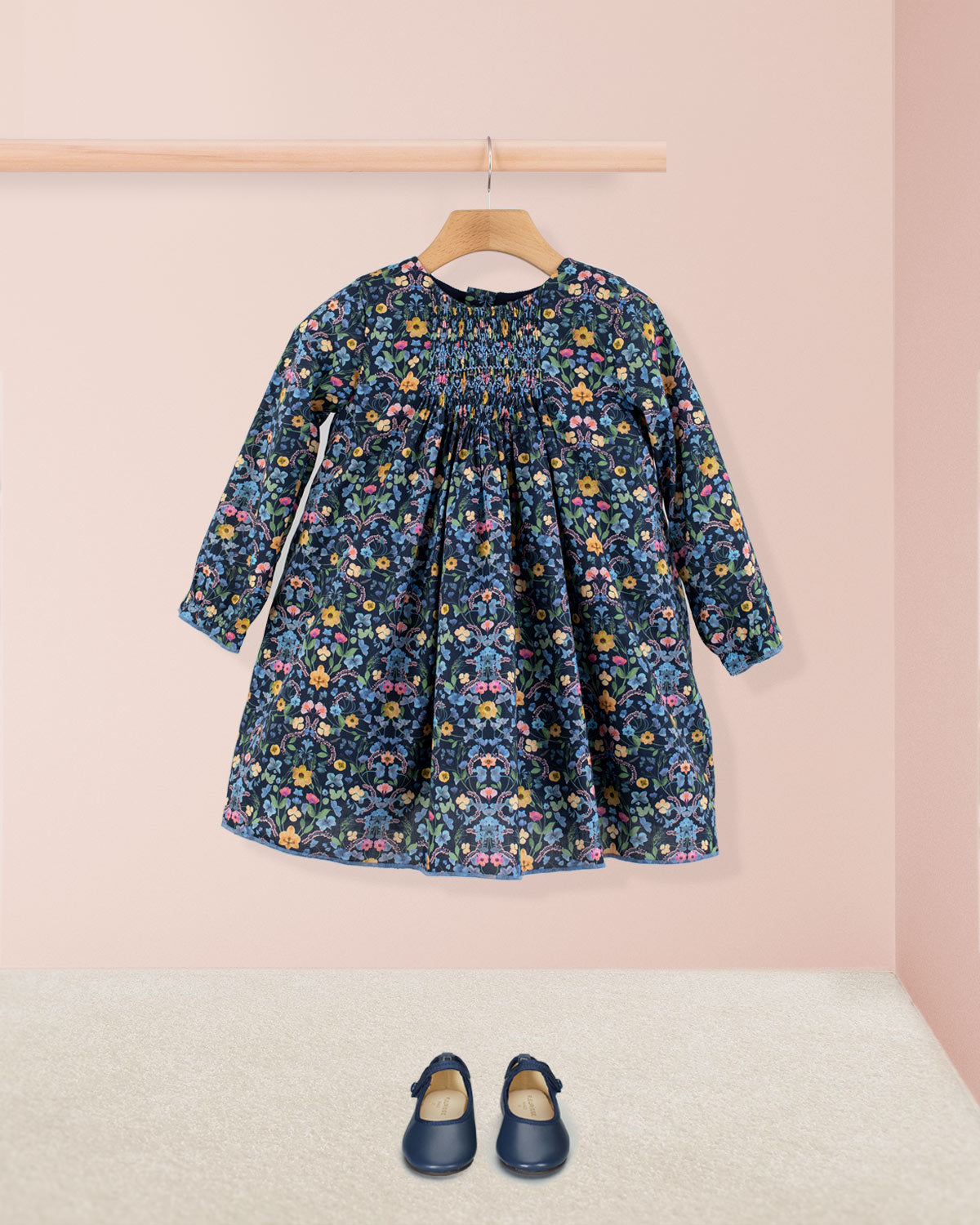 Eliza Liberty Aurora Navy - Smocked Dress