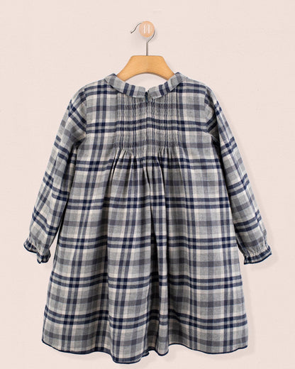 Elizabeth Italian Grey Plaid Flannel Dress - Dress