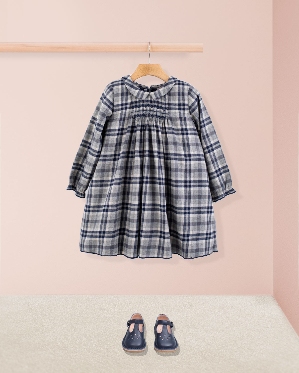 Elizabeth Italian Grey Plaid Flannel Dress - Dress