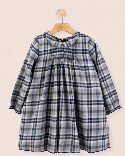 Elizabeth Italian Grey Plaid Flannel Dress - Dress