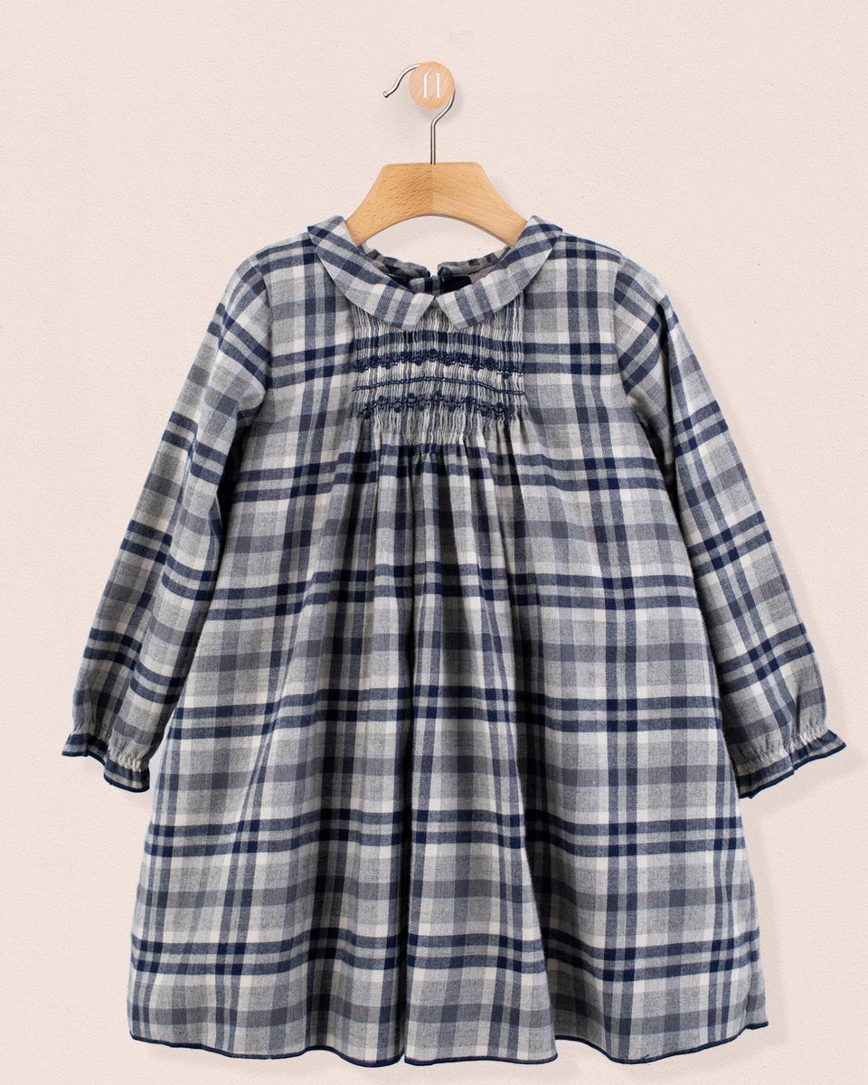 Elizabeth Italian Grey Plaid Flannel Dress