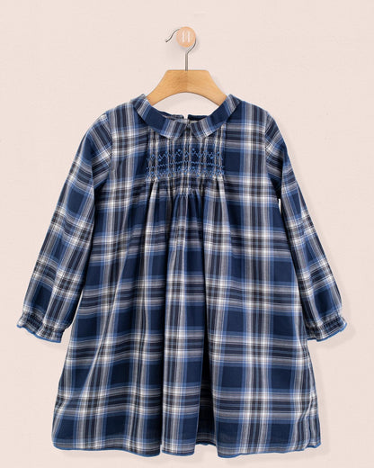 Elizabeth Italian Navy Tartan Dress - Dress