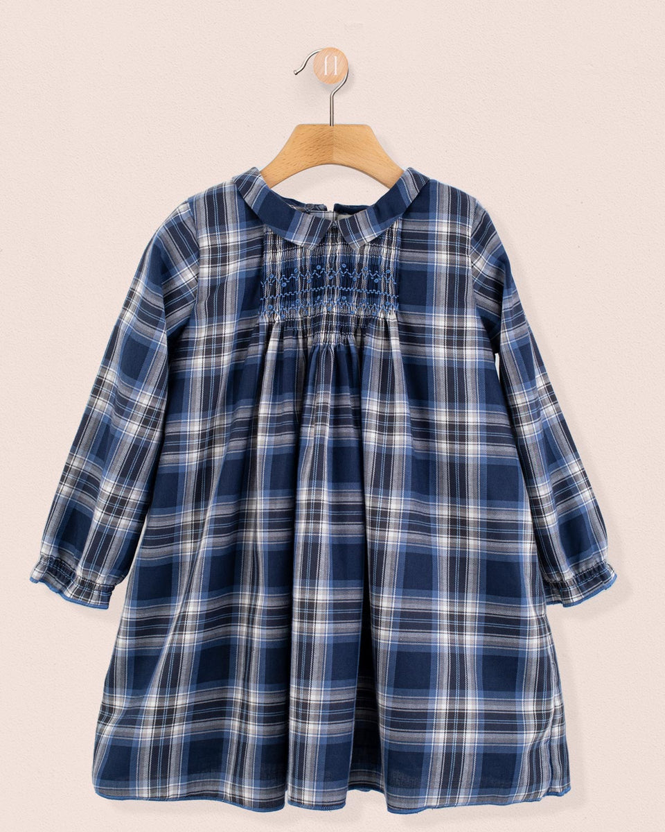 Elizabeth Italian Navy Tartan Dress