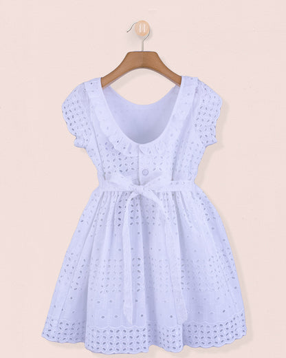 Ella White Elegant Embroidery - Dress