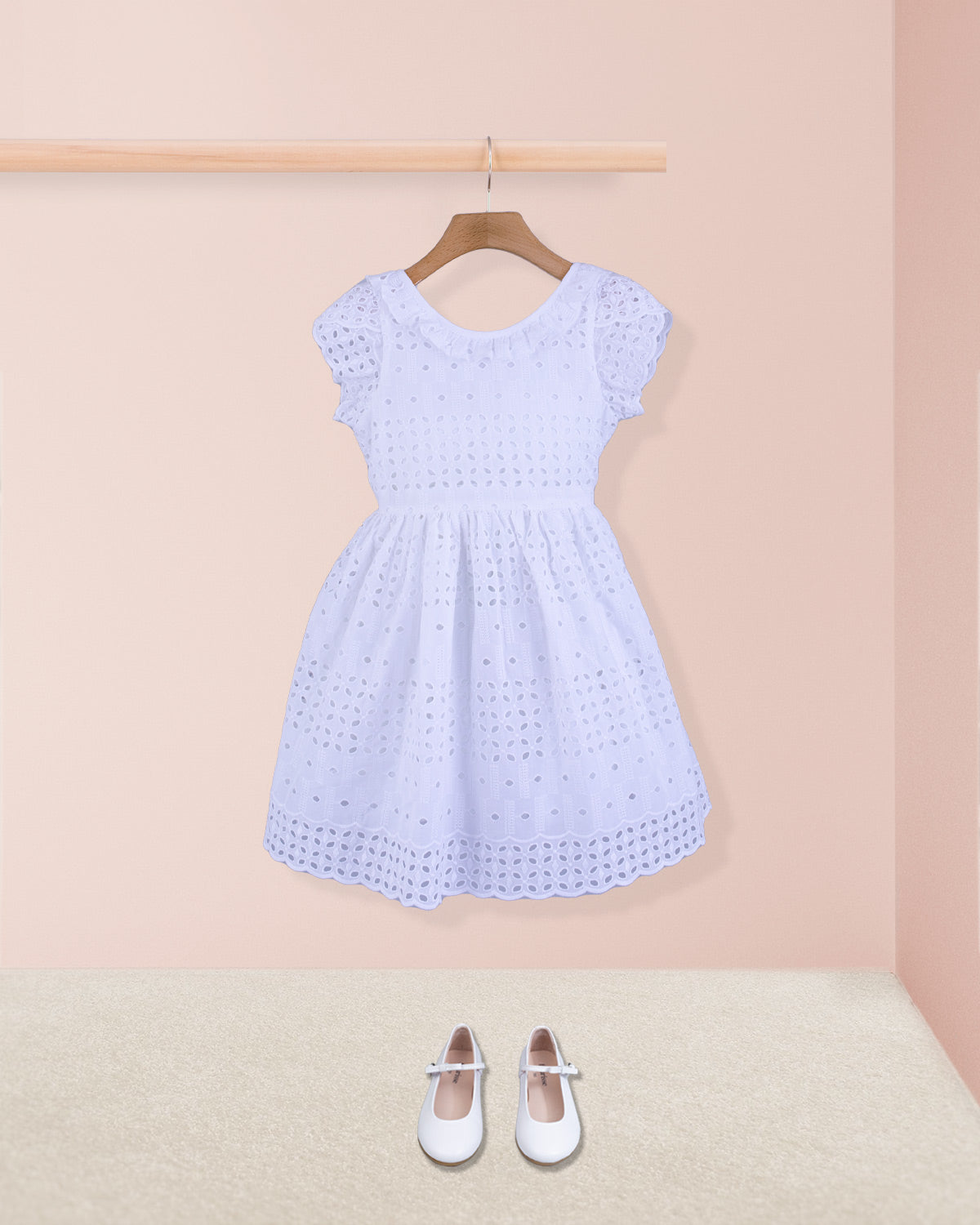 Ella White Elegant Embroidery - Dress