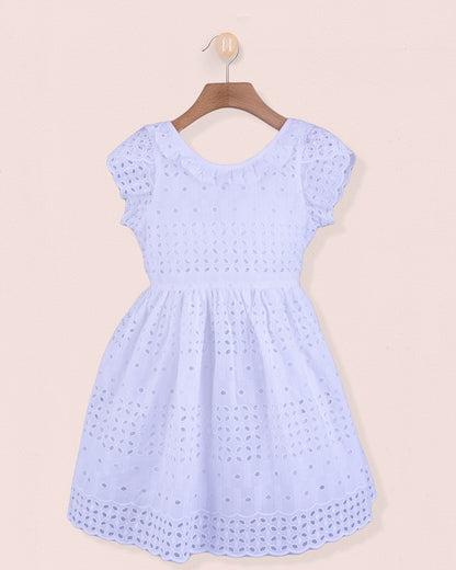 Ella White Elegant Embroidery - Dress