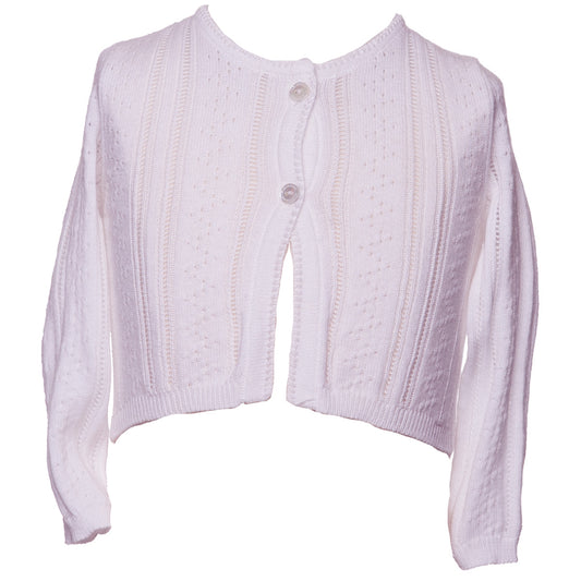 Ella Pink Cotton Crochet Cardigan - Cardigan