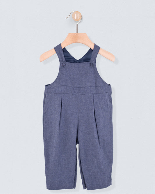Elliot Italian Blue Mélange Flannel Overall - Romper