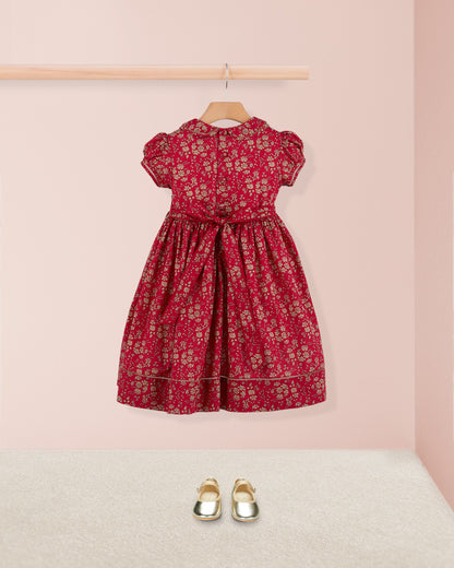 Emma Liberty Capel Red Hand Smocked Dress - Smocked Dress