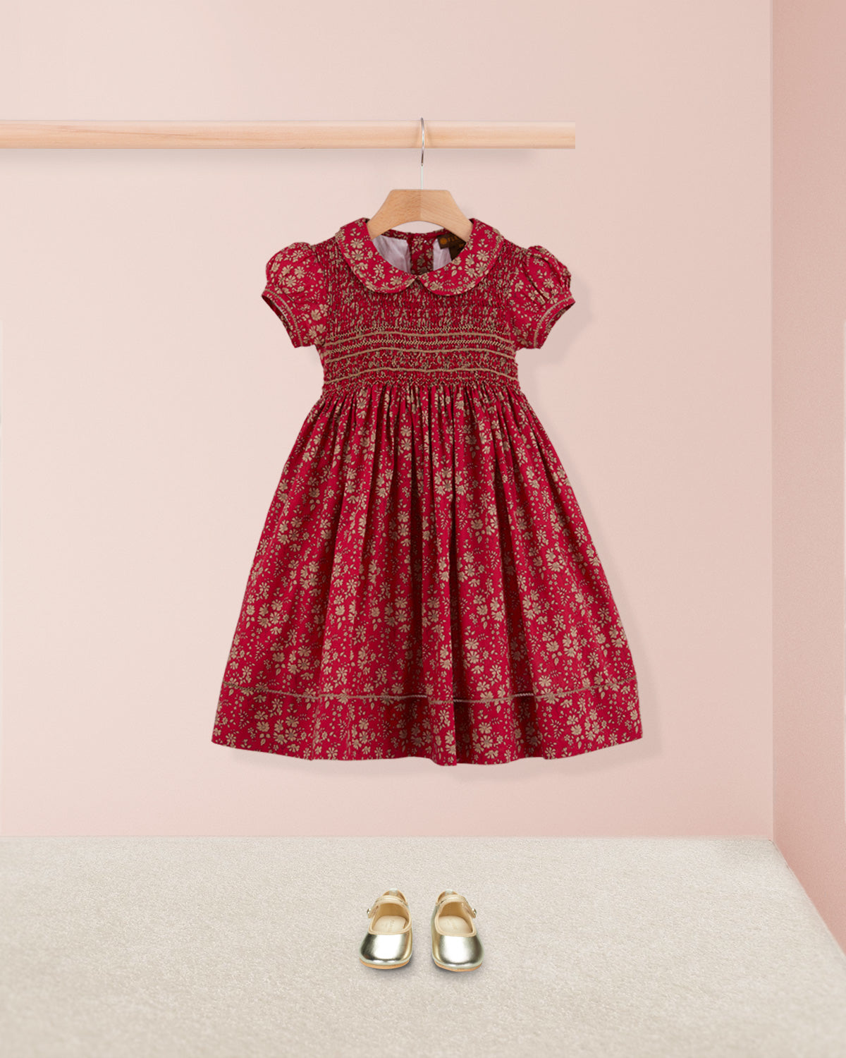 Emma Liberty Capel Red Hand Smocked Dress - Smocked Dress