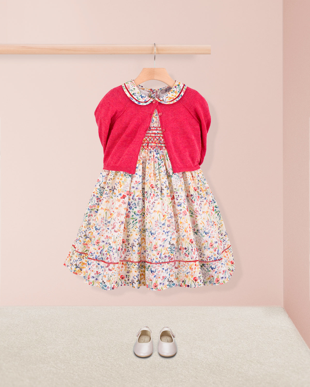 Emma Liberty Felda Coral Smock - Smocked Dress