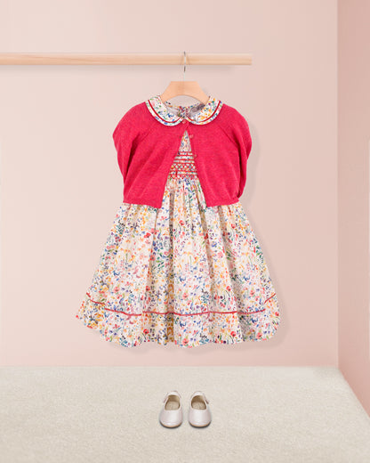 Emma Liberty Felda Coral Smock - Smocked Dress