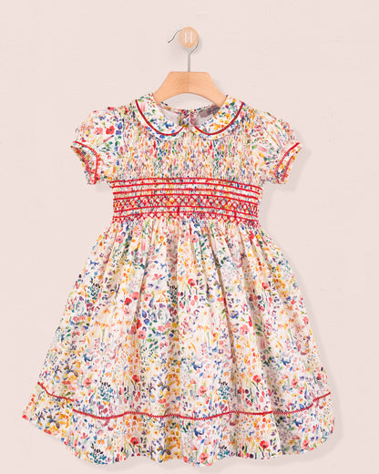 Emma Liberty Felda Coral Smock - Smocked Dress