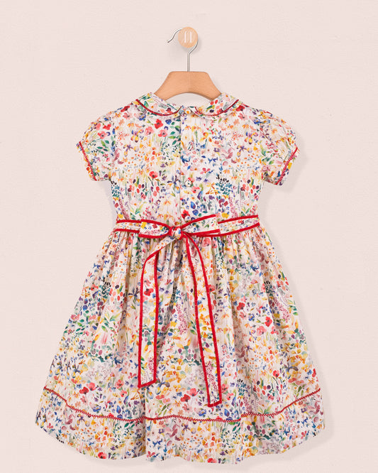 Emma Liberty Felda Coral Smock - Smocked Dress