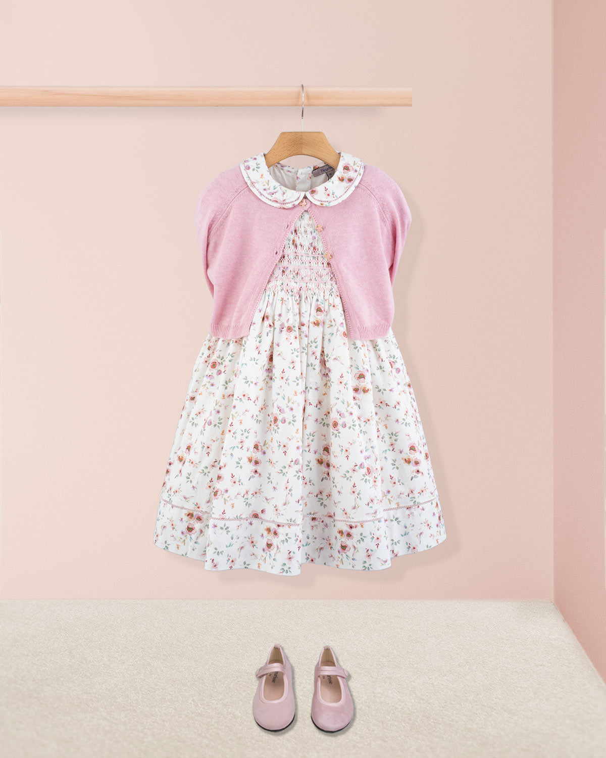 Emma Tuscany Pink Floral Smock - Smocked Dress