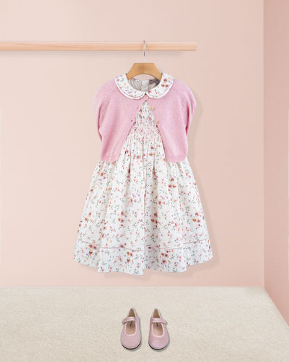 Emma Tuscany Pink Floral Smock - Smocked Dress
