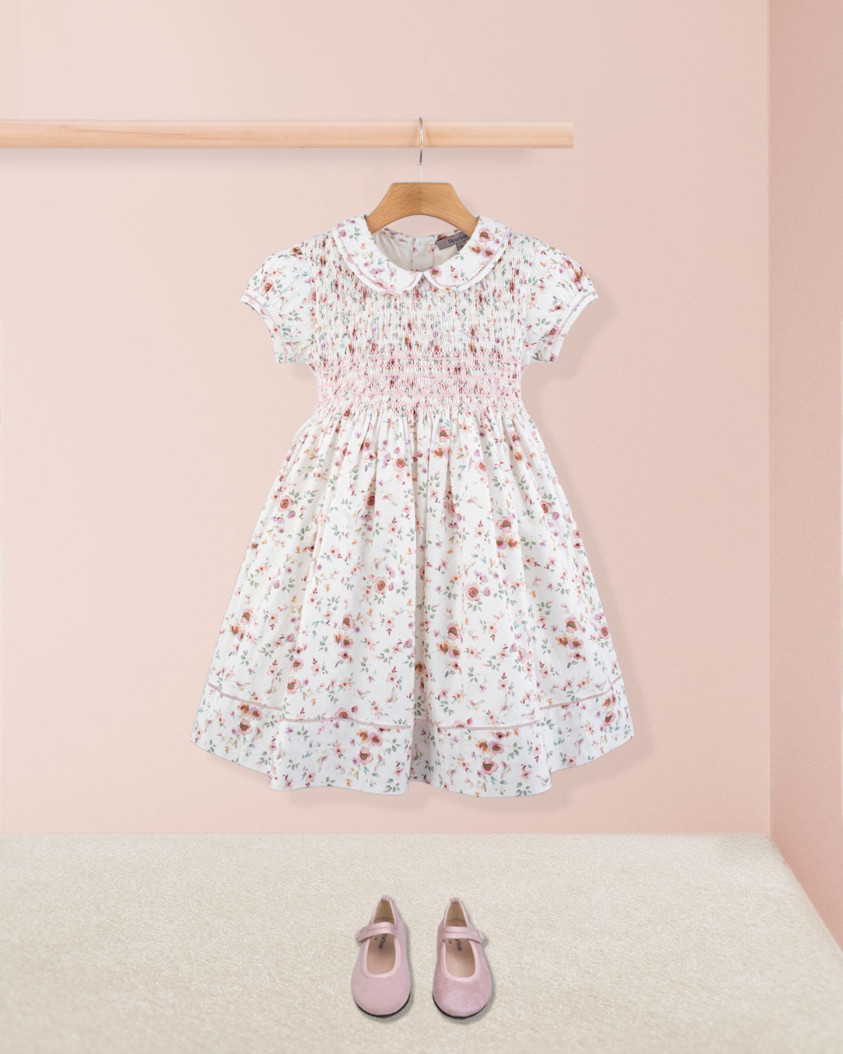 Emma Tuscany Pink Floral Smock - Smocked Dress