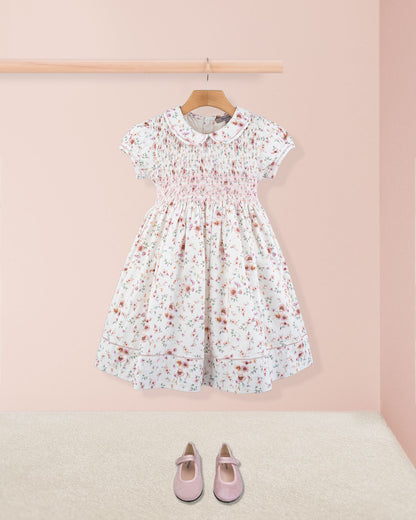 Emma Tuscany Pink Floral Smock - Smocked Dress