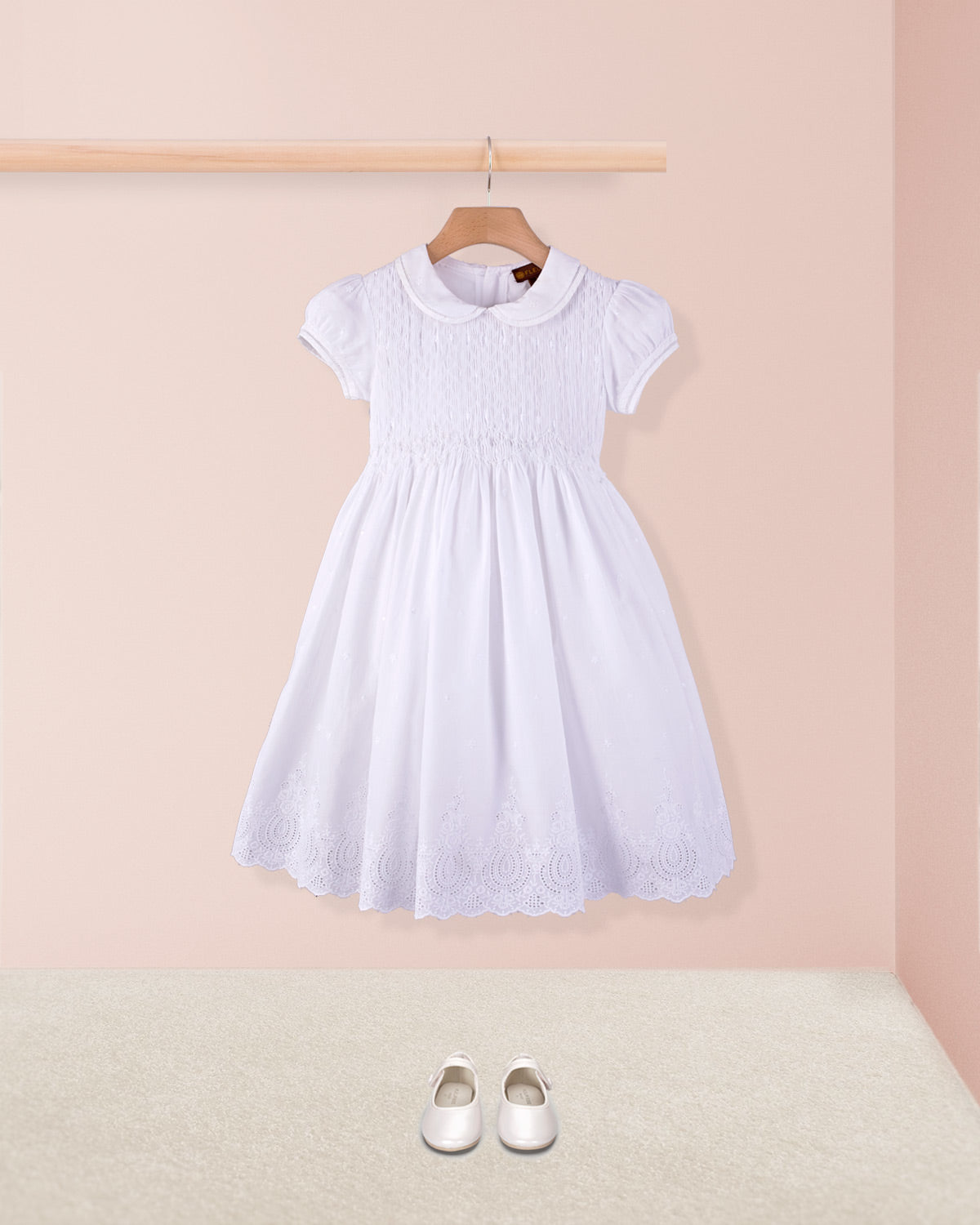 Emma Provence Eyelet Smock - Smocked Dress