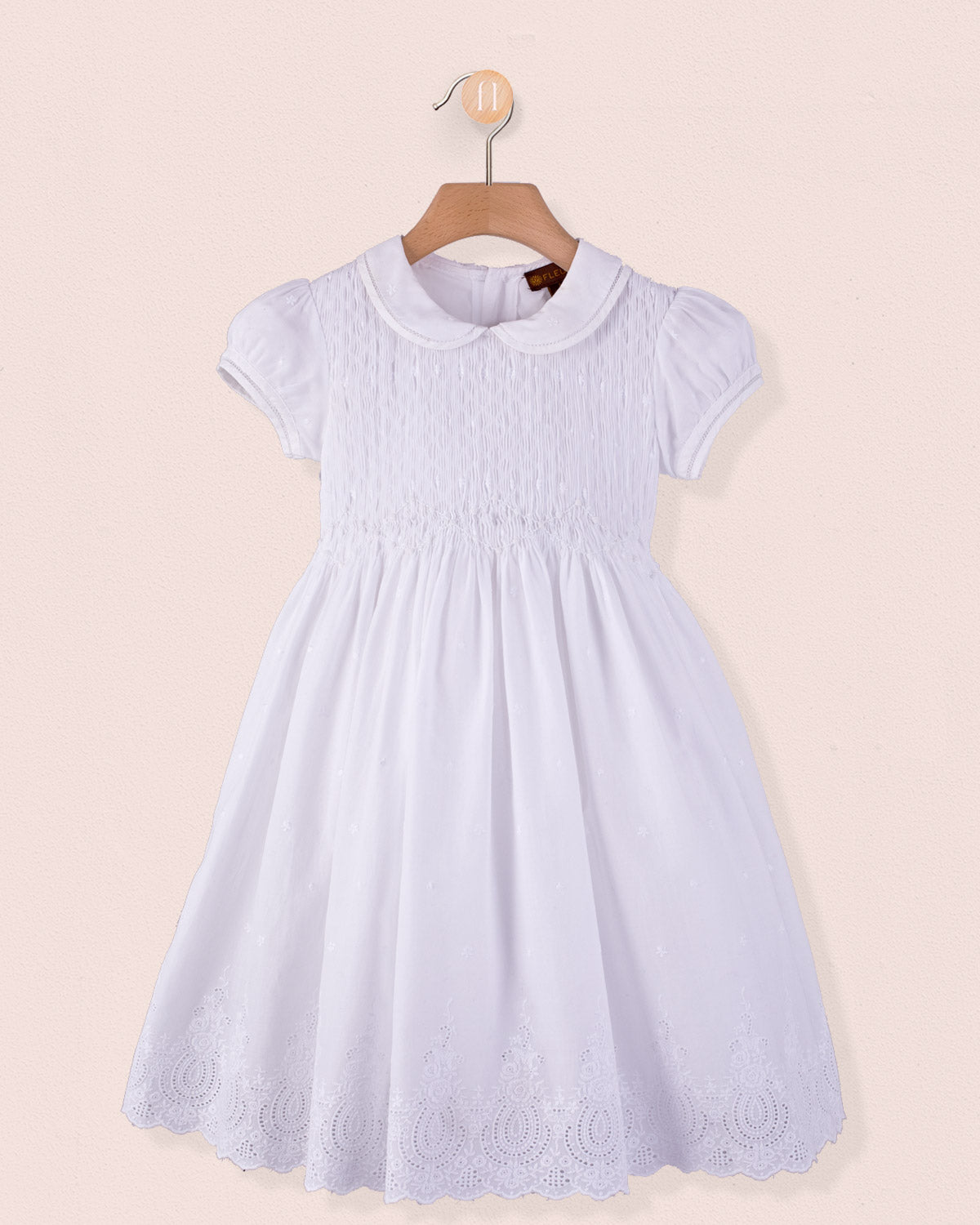 Emma Provence Eyelet Smock - Smocked Dress