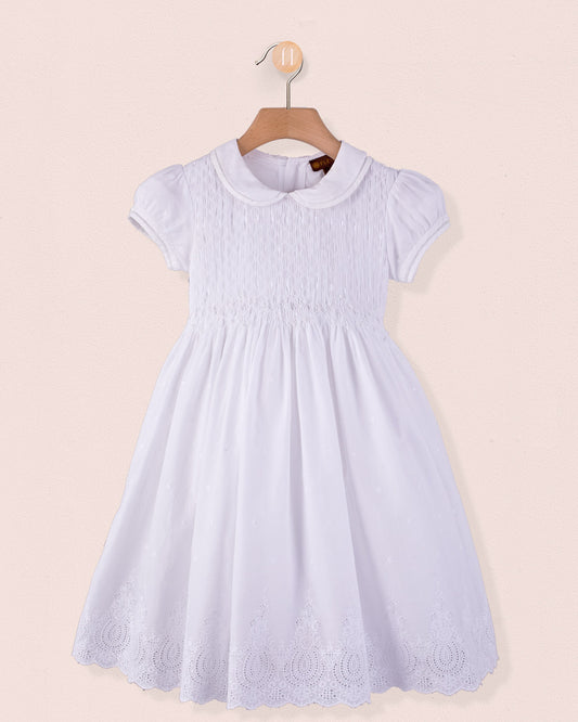 Emma Provence Eyelet Smock - Smocked Dress