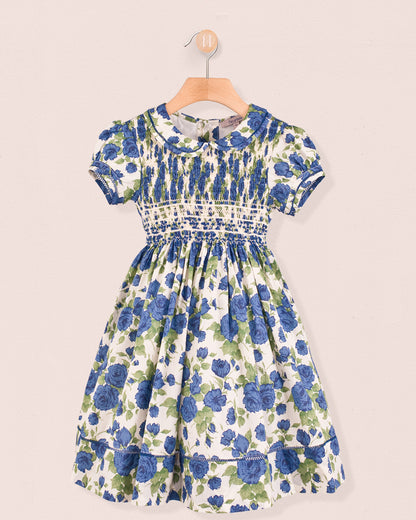 Emma Liberty Sapphire Rose Smock - Smocked Dress