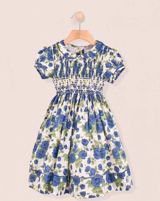 Emma Liberty Sapphire Rose Smock - Smocked Dress