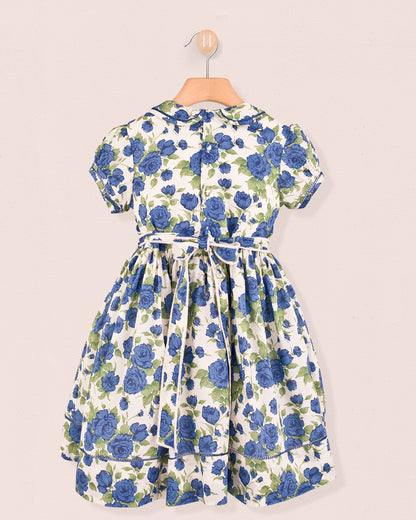 Emma Liberty Sapphire Rose Smock - Smocked Dress
