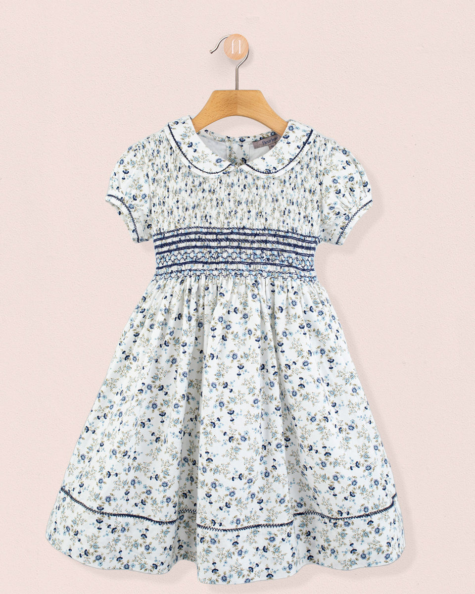 Emma Italian Blue Floral Flannel Smock