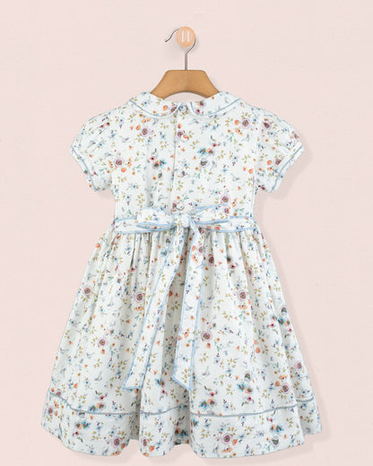 Emma Tuscany Blue Floral Smock - Smocked Dress
