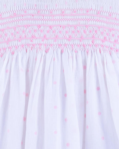 Emma French Pink Embroidered Smock - Smocked Dress