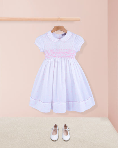 Emma French Pink Embroidered Smock - Smocked Dress