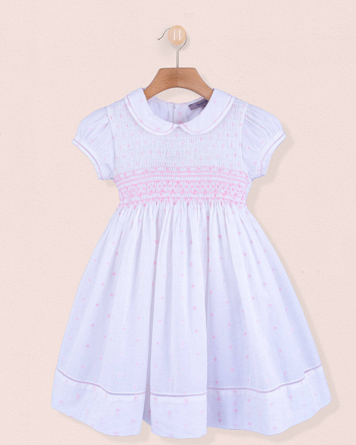Emma French Pink Embroidered Smock - Smocked Dress